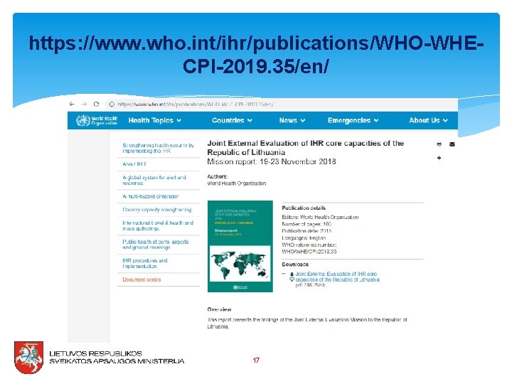https: //www. who. int/ihr/publications/WHO-WHECPI-2019. 35/en/ 17 https: //www. who. int/ihr/publications/WHO-WHECPI-2019. 35/en/ 17