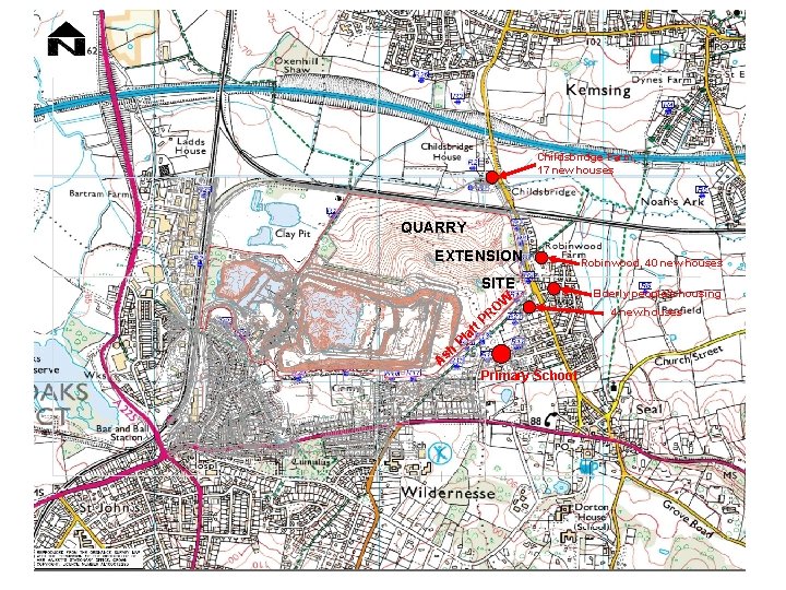 Childsbridge Farm, 17 new houses QUARRY EXTENSION SITE W O R t. P Robinwood,