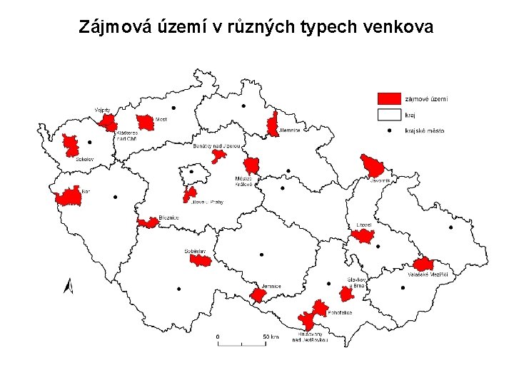 Zájmová území v různých typech venkova Zájmová území v různých typech venkova