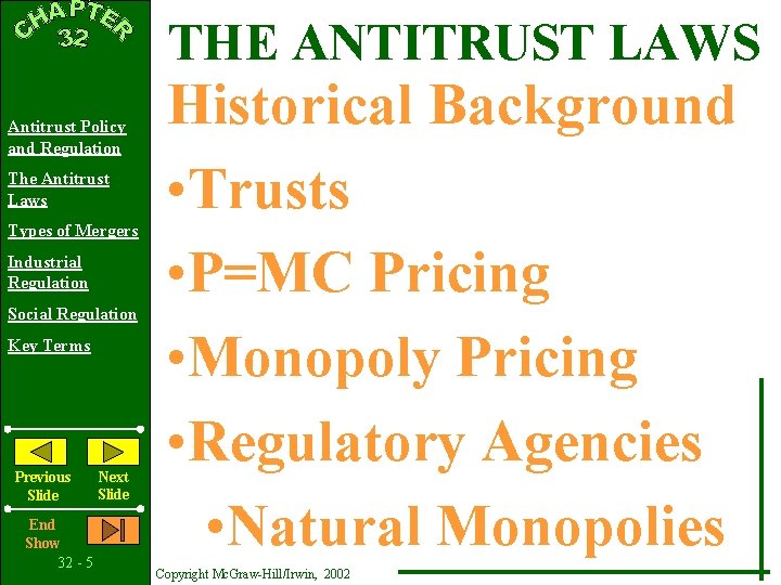 THE ANTITRUST LAWS Antitrust Policy and Regulation The Antitrust Laws Types of Mergers Industrial