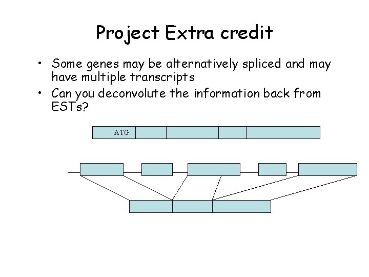 Project Extra credit • Some genes may be alternatively spliced and may have multiple