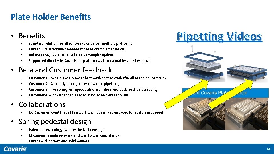 Plate Holder Benefits • Benefits • • Standard solution for all consumables across multiple