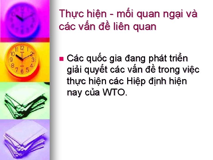 Thực hiện - mối quan ngại và các vấn đề liên quan n Các