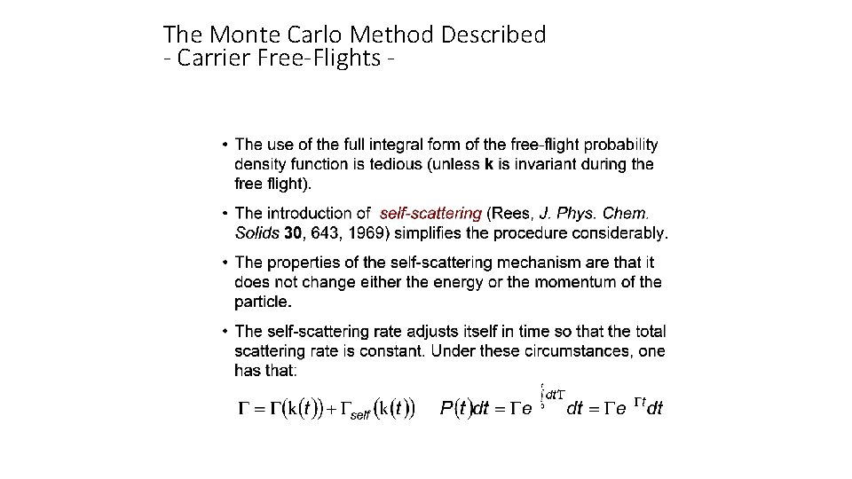 The Monte Carlo Method Described - Carrier Free-Flights - 