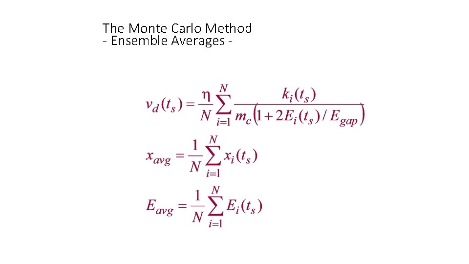 The Monte Carlo Method - Ensemble Averages - 