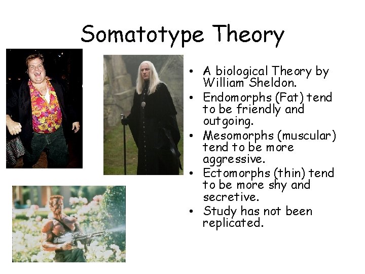 Somatotype Theory • A biological Theory by William Sheldon. • Endomorphs (Fat) tend to