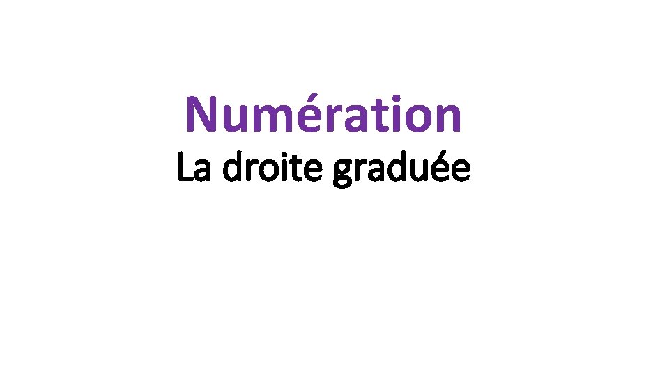 Numération La droite graduée 