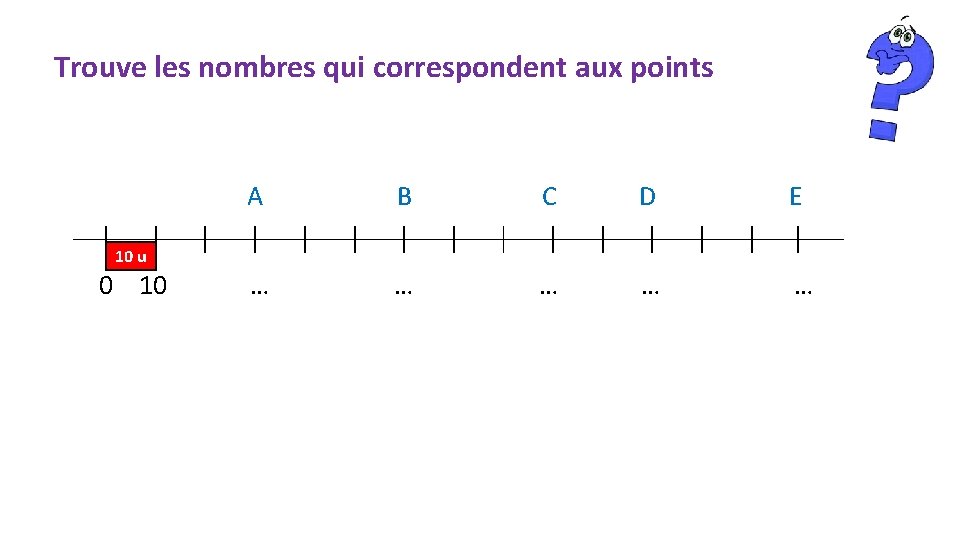 Trouve les nombres qui correspondent aux points A B C D E … …