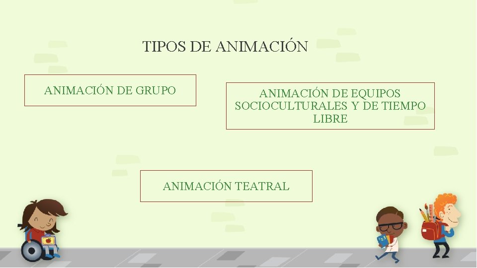 TIPOS DE ANIMACIÓN DE GRUPO ANIMACIÓN DE EQUIPOS SOCIOCULTURALES Y DE TIEMPO LIBRE ANIMACIÓN