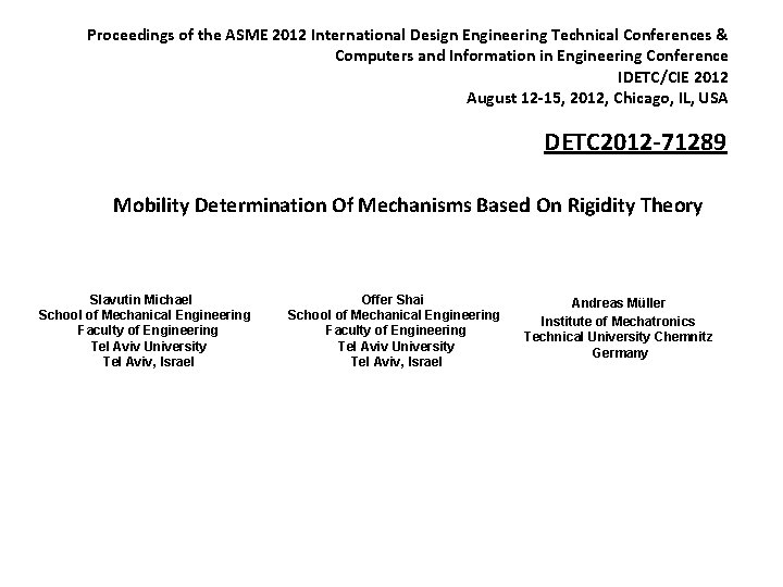 Proceedings of the ASME 2012 International Design Engineering Technical Conferences & Computers and Information