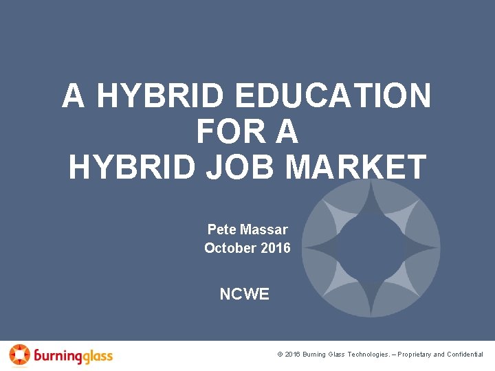 A HYBRID EDUCATION FOR A HYBRID JOB MARKET Pete Massar October 2016 NCWE ©