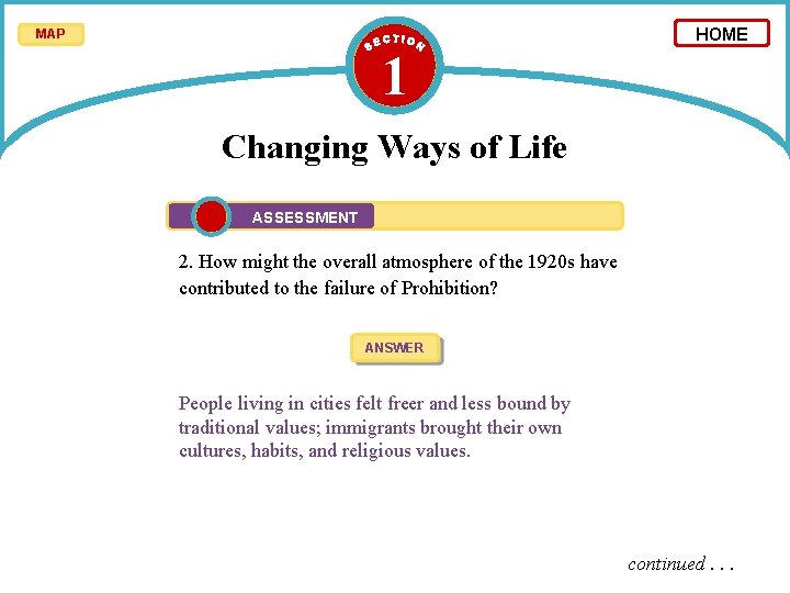 MAP 1 HOME Changing Ways of Life ASSESSMENT 2. How might the overall atmosphere