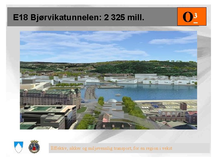 E 18 Bjørvikatunnelen: 2 325 mill. Effektiv, sikker og miljøvennlig transport, for en region