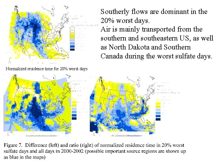 Southerly flows are dominant in the 20% worst days. Air is mainly transported from