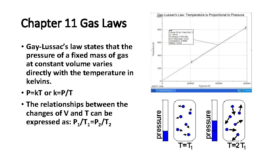 Chapter 11 Gas Laws • Gay-Lussac’s law states that the pressure of a fixed Chapter 11 Gas Laws • Gay-Lussac’s law states that the pressure of a fixed