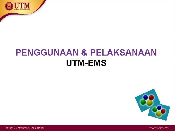 PENGGUNAAN & PELAKSANAAN UTM-EMS 