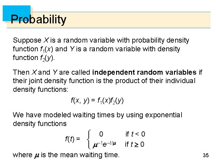 Probability Suppose X is a random variable with probability density function f 1(x) and