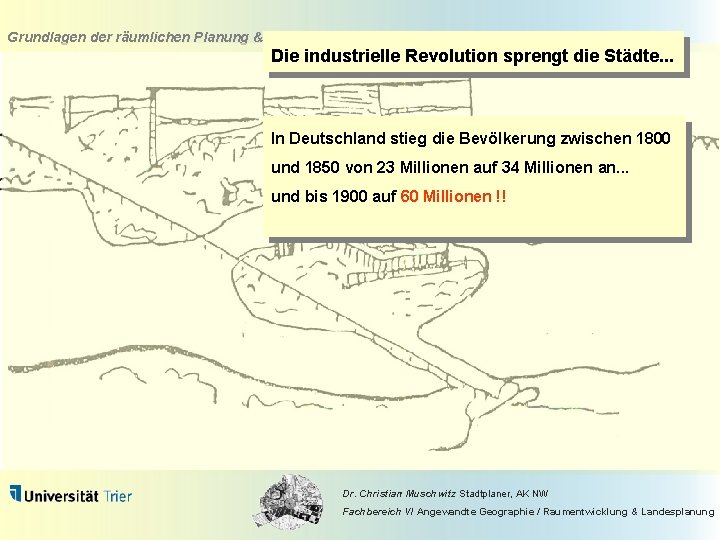 Grundlagen der räumlichen Planung & Entwicklung Die industrielle Revolution sprengt die Städte. . .