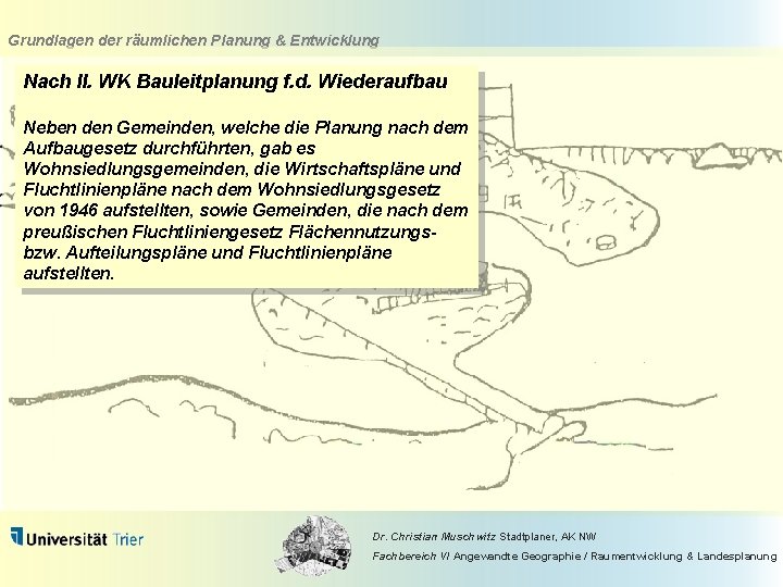Grundlagen der räumlichen Planung & Entwicklung Nach II. WK Bauleitplanung f. d. Wiederaufbau Neben