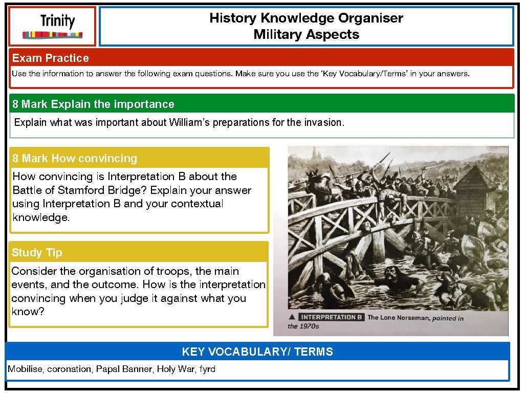 History Knowledge Organiser Military Aspects Exam Practice Use the information to answer the following