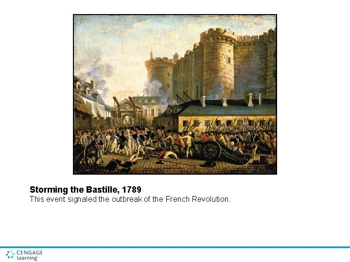 Storming the Bastille, 1789 This event signaled the outbreak of the French Revolution. Storming the Bastille, 1789 This event signaled the outbreak of the French Revolution.