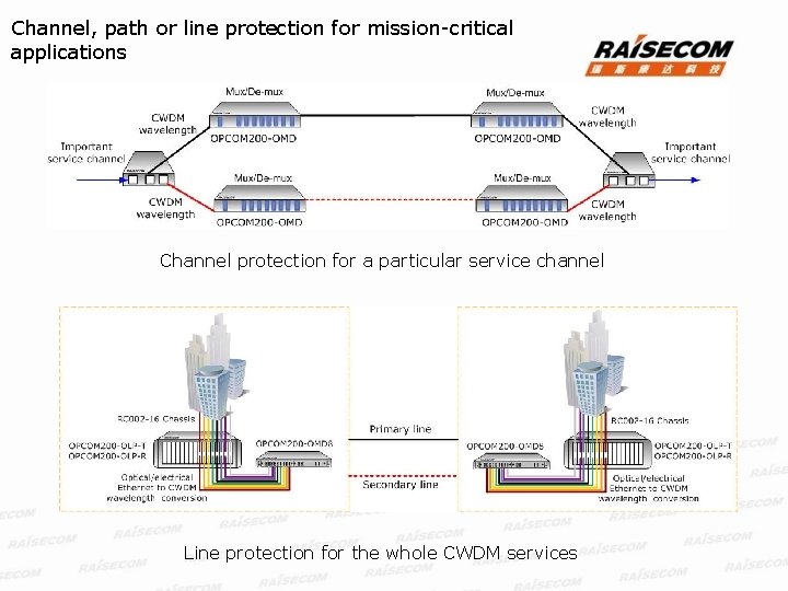 Channel, path or line protection for mission-critical applications Channel protection for a particular service