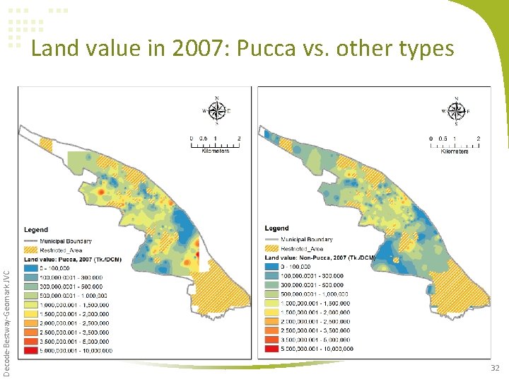 Decode-Bestway-Geomark JVC Land value in 2007: Pucca vs. other types 32 