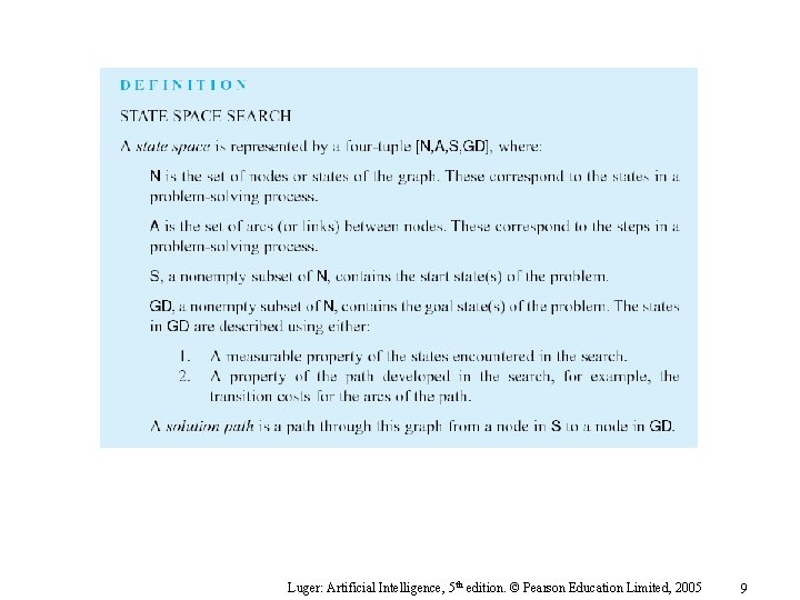 Luger: Artificial Intelligence, 5 th edition. © Pearson Education Limited, 2005 9 