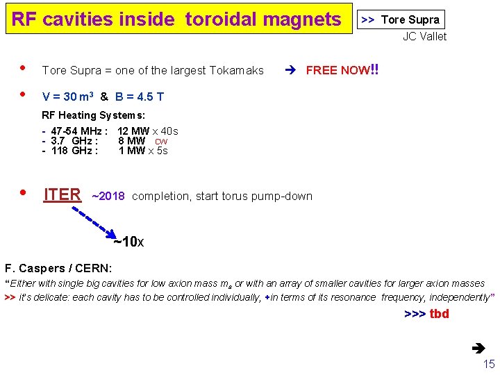 RF cavities inside toroidal magnets >> Tore Supra >> JC Vallet • Tore Supra