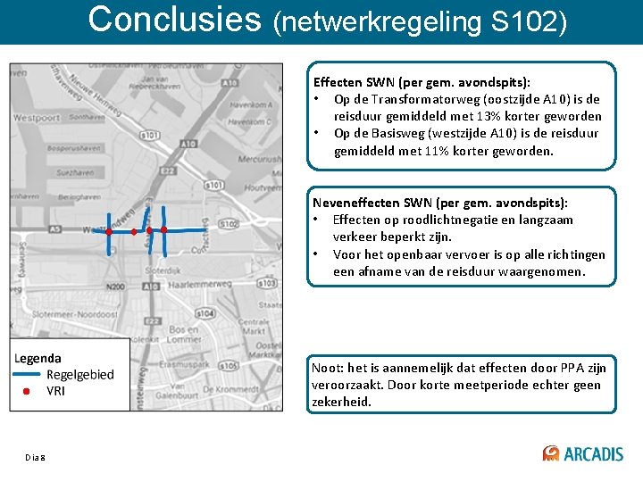 Conclusies (netwerkregeling S 102) Effecten SWN (per gem. avondspits): • Op de Transformatorweg (oostzijde