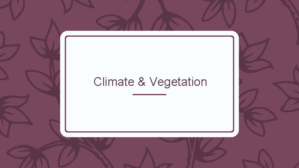 Climate & Vegetation 