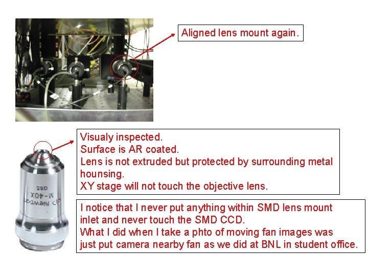 Aligned lens mount again. Visualy inspected. Surface is AR coated. Lens is not extruded