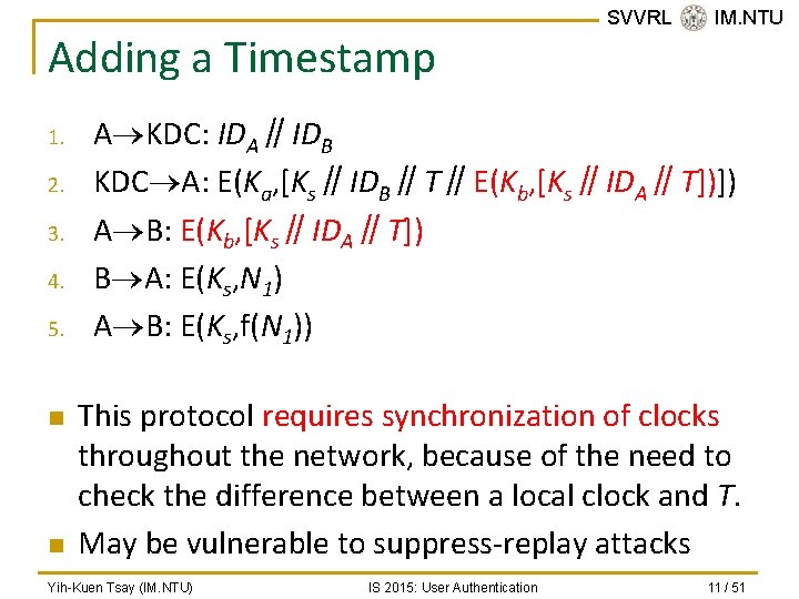 Adding a Timestamp 1. 2. 3. 4. 5. n n SVVRL @ IM. NTU