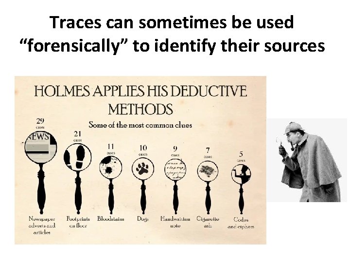 Traces can sometimes be used “forensically” to identify their sources 