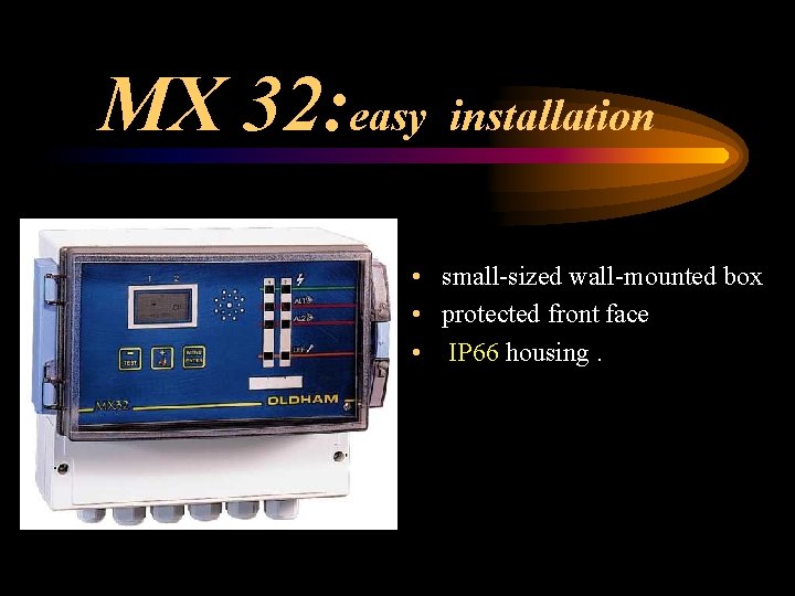 MX 32: easy installation • small-sized wall-mounted box • protected front face • IP