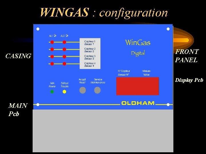 WINGAS : configuration CASING FRONT PANEL 6 fils 123456 Display Pcb MAIN Pcb Vers