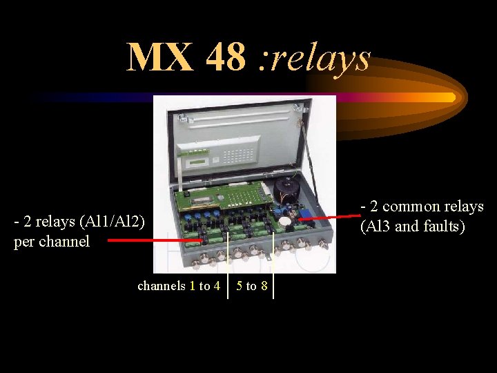 MX 48 : relays - 2 common relays (Al 3 and faults) - 2