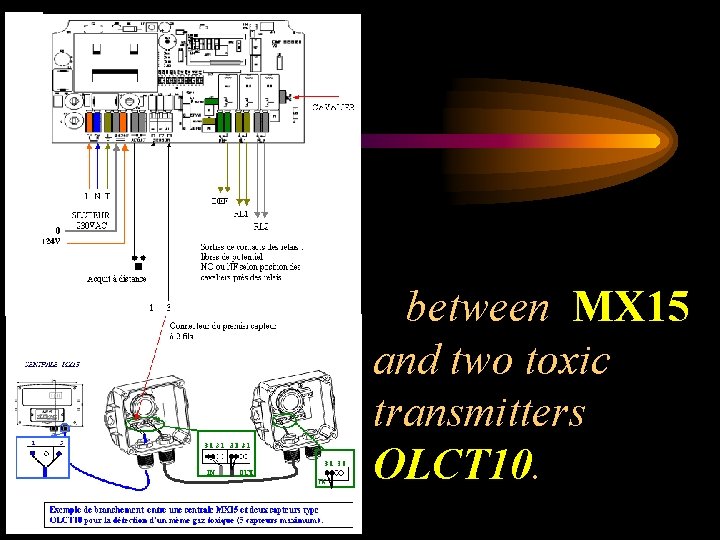 between MX 15 and two toxic transmitters OLCT 10. 