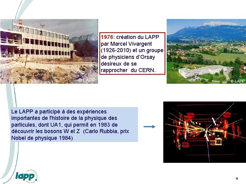 1976: création du LAPP par Marcel Vivargent (1926 -2010) et un groupe de physiciens 1976: création du LAPP par Marcel Vivargent (1926 -2010) et un groupe de physiciens
