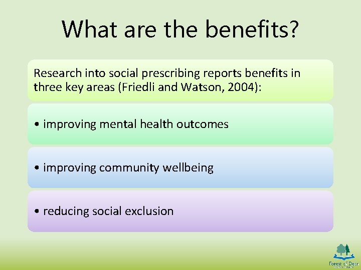 What are the benefits? Research into social prescribing reports benefits in three key areas