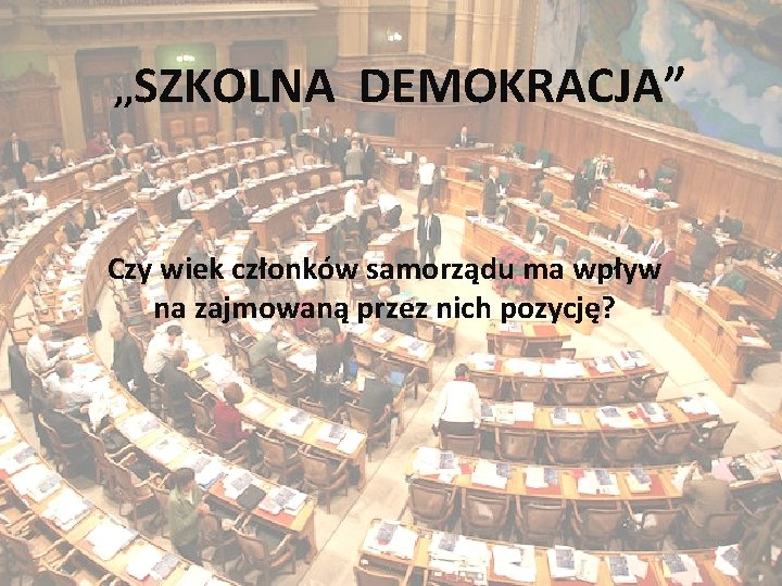 , , SZKOLNA „Szkolna. DEMOKRACJA” demokracja” Czy wiek członków samorządu ma wpływ na zajmowaną