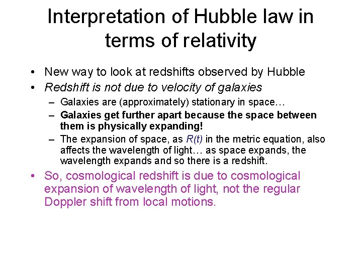 Interpretation of Hubble law in terms of relativity • New way to look at