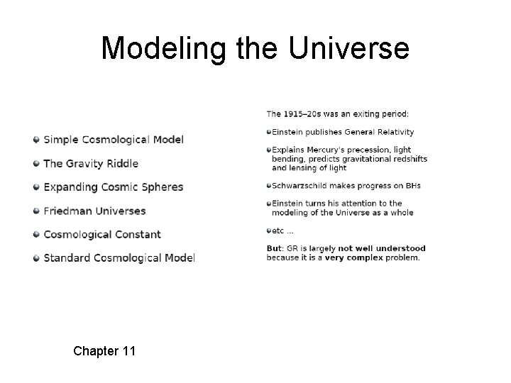 Modeling the Universe Chapter 11 