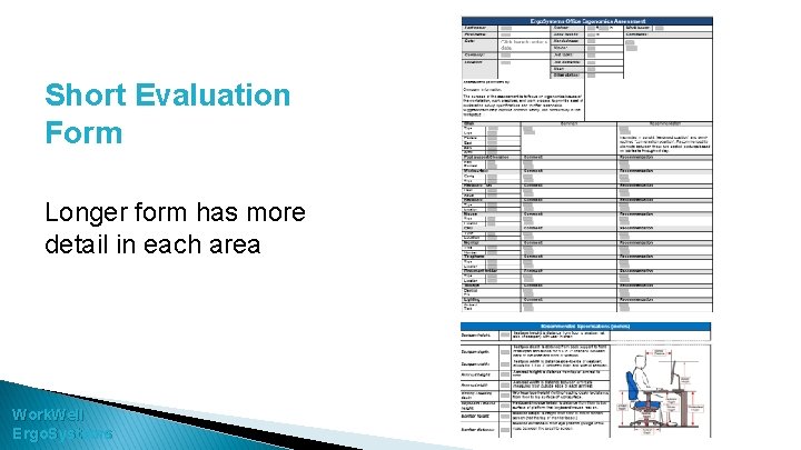 Short Evaluation Form Longer form has more detail in each area Work. Well Ergo.