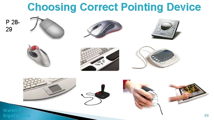 Choosing Correct Pointing Device P 2829 Work. Well Ergo. Systems 89 
