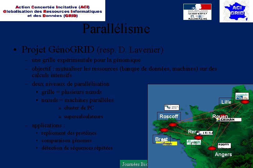 Parallélisme • Projet Géno. GRID (resp. D. Lavenier) – une grille expérimentale pour la