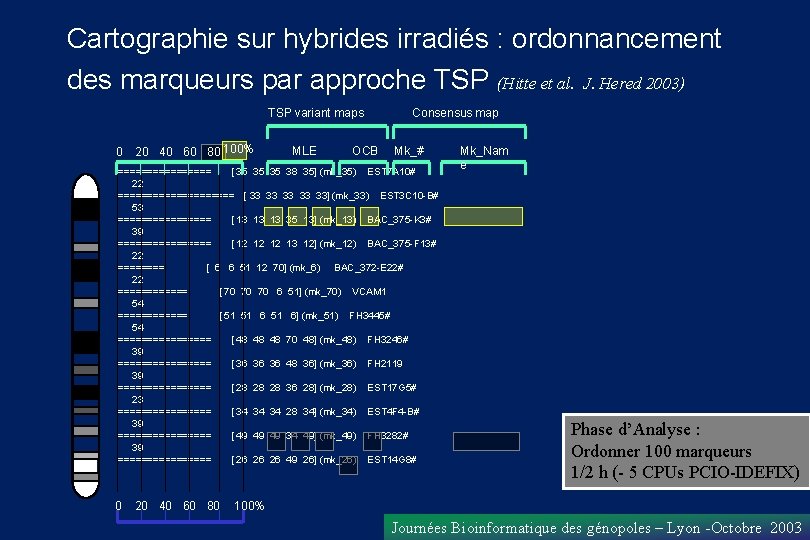 Cartographie sur hybrides irradiés : ordonnancement des marqueurs par approche TSP (Hitte et al.