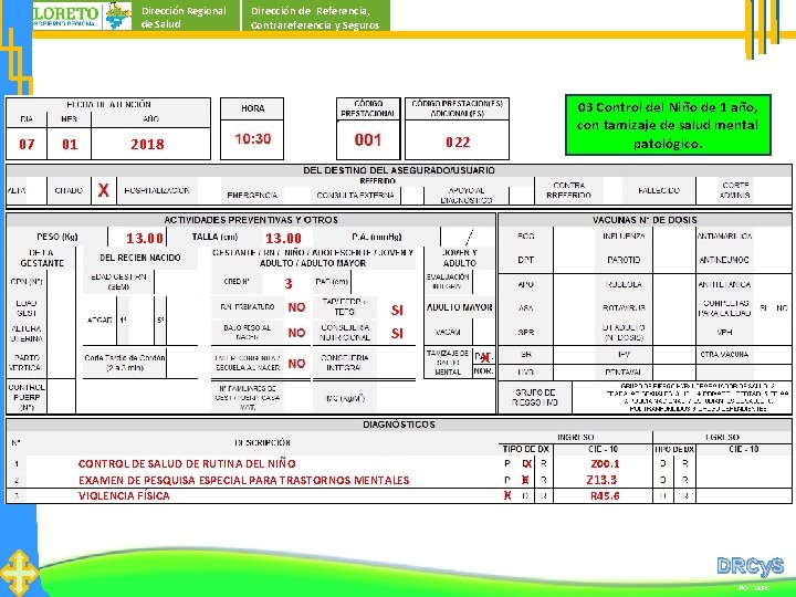 Dirección Regional de Salud 07 01 Dirección de Referencia, Contrareferencia y Seguros 022 2018 Dirección Regional de Salud 07 01 Dirección de Referencia, Contrareferencia y Seguros 022 2018