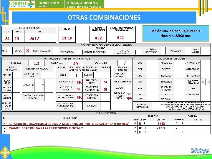 Dirección Regional de Salud Dirección de Referencia, Contrareferencia y Seguros OTRAS COMBINACIONES 24 09 Dirección Regional de Salud Dirección de Referencia, Contrareferencia y Seguros OTRAS COMBINACIONES 24 09