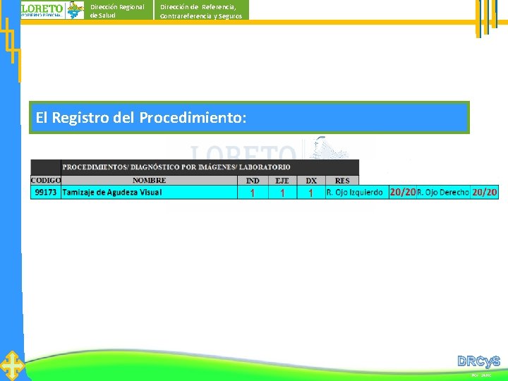 Dirección Regional de Salud Dirección de Referencia, Contrareferencia y Seguros El Registro del Procedimiento: Dirección Regional de Salud Dirección de Referencia, Contrareferencia y Seguros El Registro del Procedimiento: